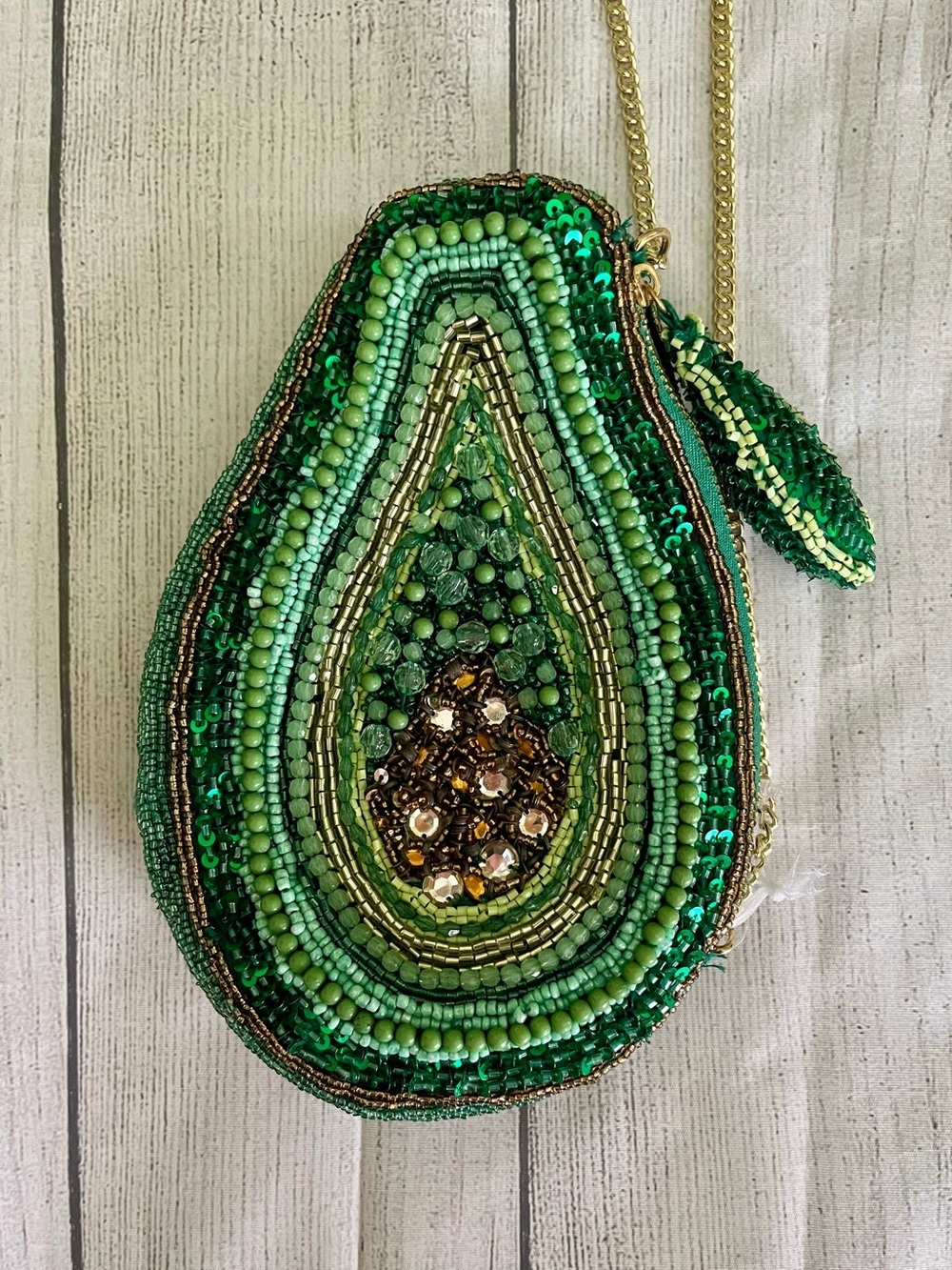 Viral Beaded Avocado Crossbody Bag 🥑 Handcrafted - Picture 4 of 6